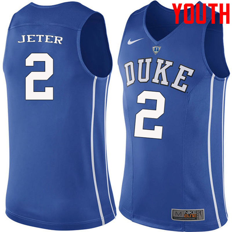 Youth #2 Chase Jeter Duke Blue Devils College Basketball Jerseys-Blue